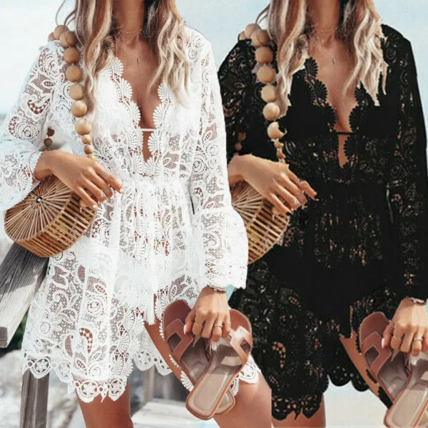 Vestido de Praia Sexy em Renda - Estilo Praia e Boêmio - Imagem 6