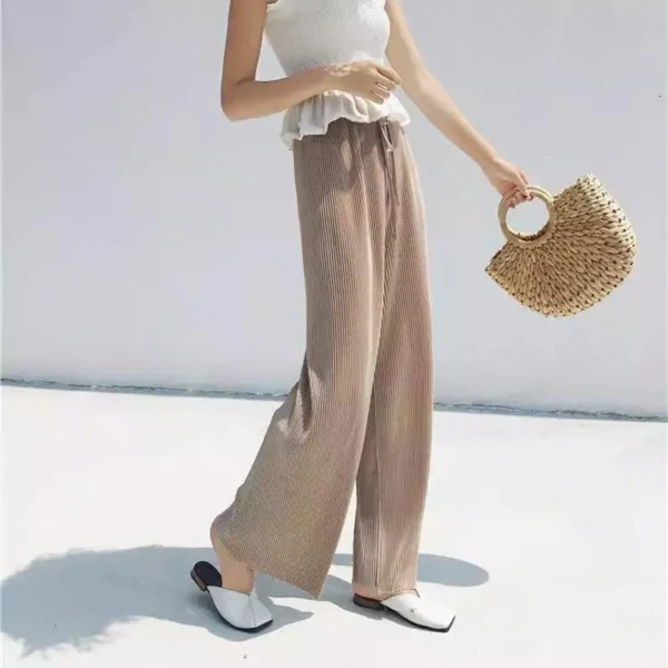 Calça feminina de seda gelada - Estilo coreano e confortável - Imagem 6