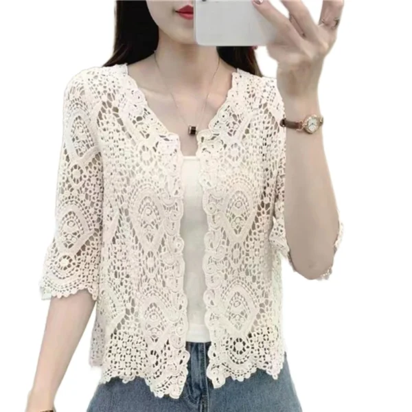 Cardigan Feminino de Crochê - Moda Boho - Imagem 3