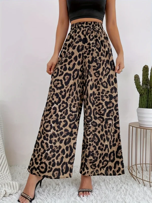 Calça feminina de estampa de leopardo - Estilo europeu e americano - Imagem 4