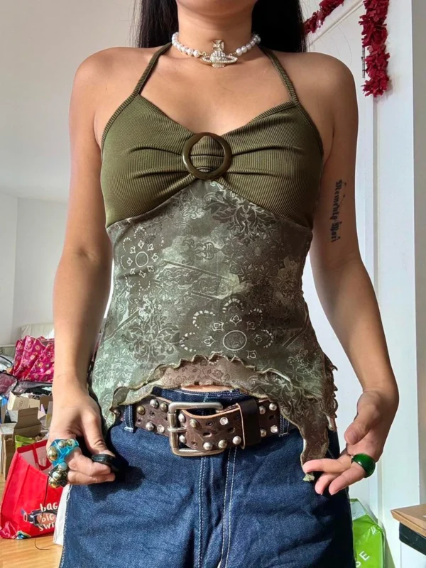 Top Cropped Boho com Estampa Vintage - Estilo Retrô e Feminino - Imagem 4