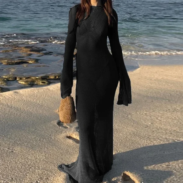 Vestido de Praia Longo com Mangas - Estilo Praia e Elegante - Imagem 4