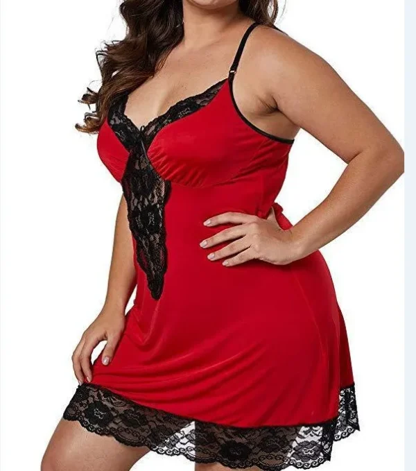 Camisola Plus Size com alças finas e renda - Sexy e Confortável - Imagem 9