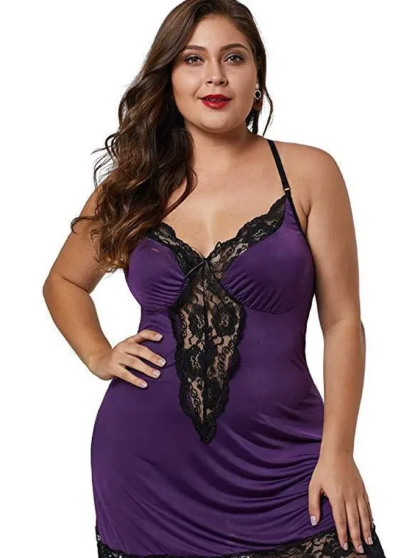 Camisola Plus Size com alças finas e renda - Sexy e Confortável - Imagem 6