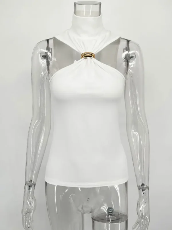 Top Tank Sexy Tomara-Que-Caia com Detalhe Metálico - Estilo Moderno e Ousado - Imagem 8