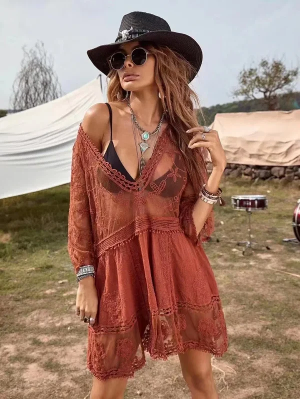 Vestido de Praia em Renda - Estilo Praia e Elegante - Imagem 6
