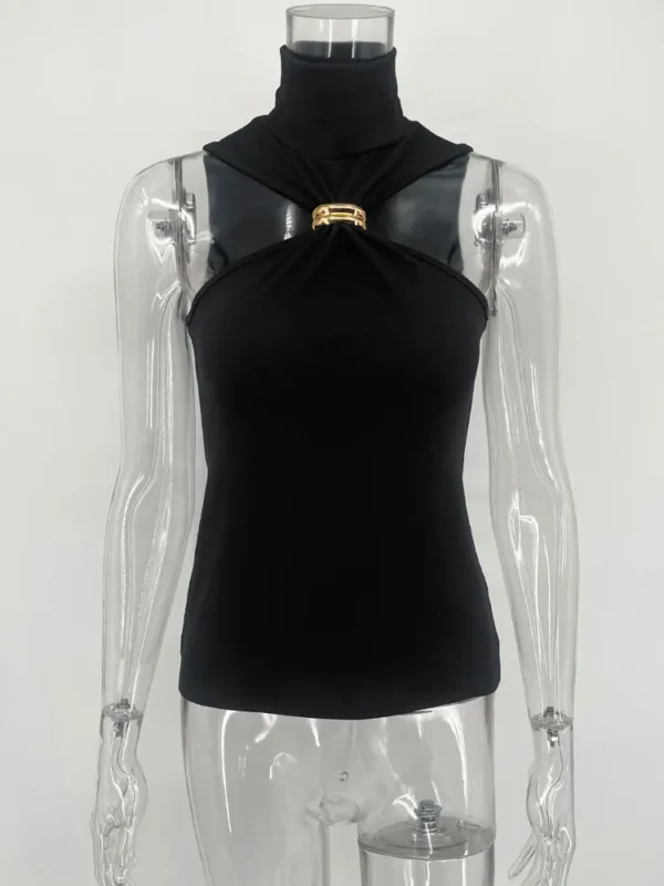 Top Tank Sexy Tomara-Que-Caia com Detalhe Metálico - Estilo Moderno e Ousado - Imagem 4