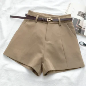 Short Feminino Casual Elegante – Modelo A-Line com Cinto