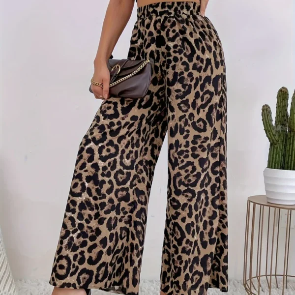Calça feminina de estampa de leopardo - Estilo europeu e americano