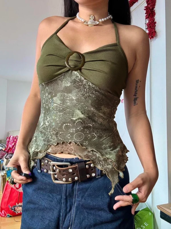 Top Cropped Boho com Estampa Vintage - Estilo Retrô e Feminino - Imagem 2