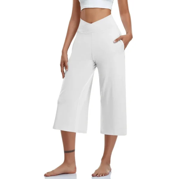 Calça feminina 3/4 de cintura alta - Estilo casual e confortável - Imagem 11