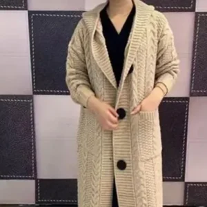 Cardigan de Tricô com Capuz - Moda Feminina