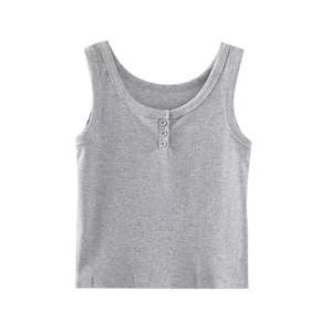 Top Tank com Botões e Textura Ribeada - Estilo Casual e Moderno