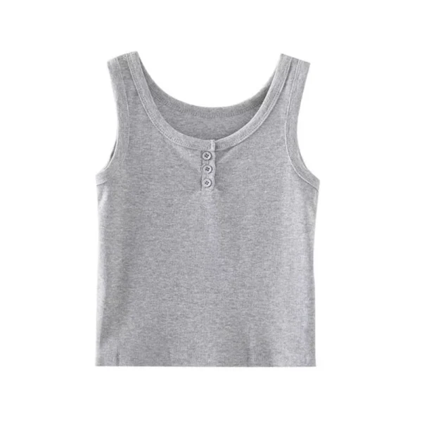 Top Tank com Botões e Textura Ribeada - Estilo Casual e Moderno