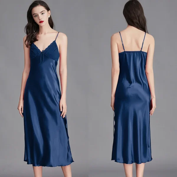Camisola longa sem mangas de seda e cetim - Sexy e Confortável
