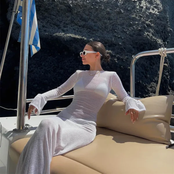 Vestido de Praia Longo com Mangas - Estilo Praia e Boêmio - Imagem 3