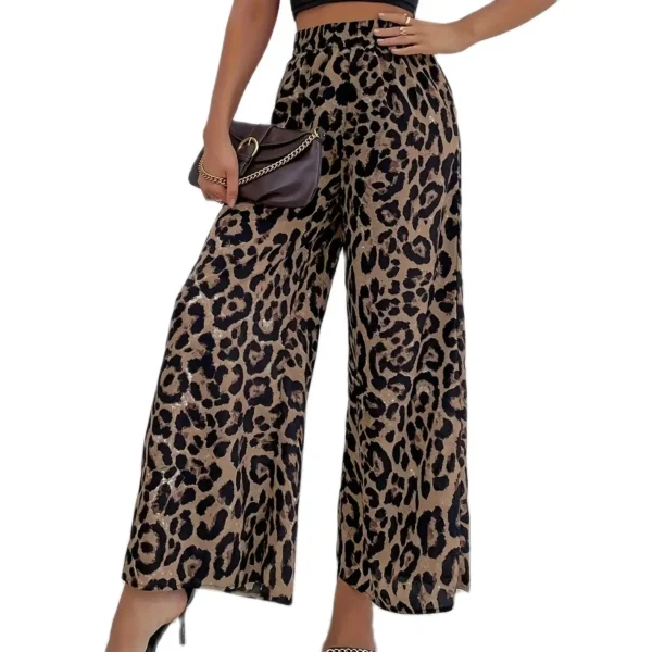 Calça feminina de estampa de leopardo - Estilo europeu e americano - Imagem 7