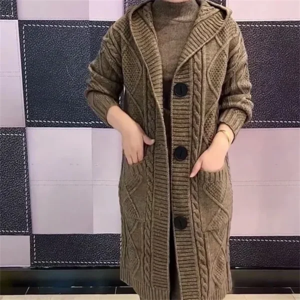 Cardigan de Tricô com Capuz - Moda Feminina - Imagem 3