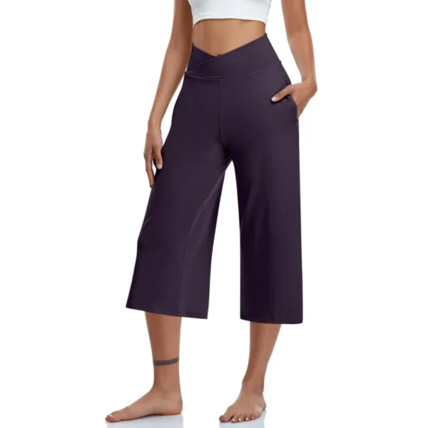 Calça feminina 3/4 de cintura alta - Estilo casual e confortável - Imagem 9