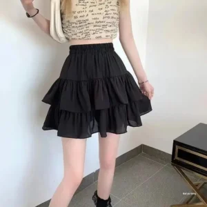 Saia Plissada A-line Branca - Estilo Preppy e Casual