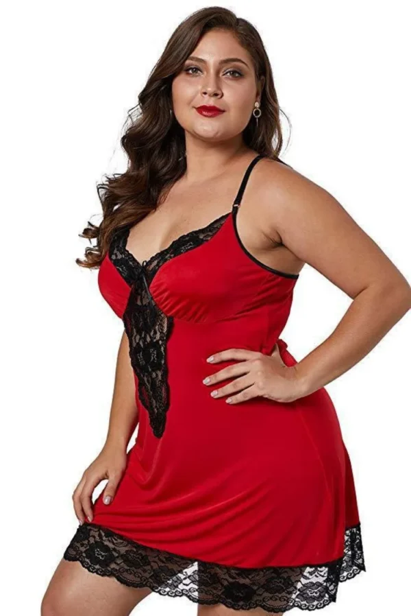 Camisola Plus Size com alças finas e renda - Sexy e Confortável - Imagem 13