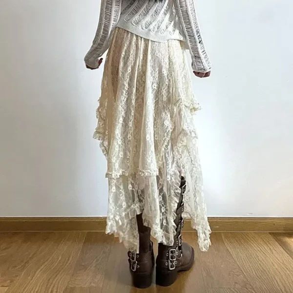 Saia de Renda Assimétrica - Estilo Boho e Vintage - Imagem 5