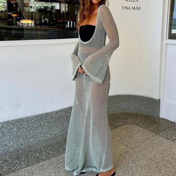 Vestido de Praia Longo com Mangas - Estilo Praia e Elegante - Imagem 6