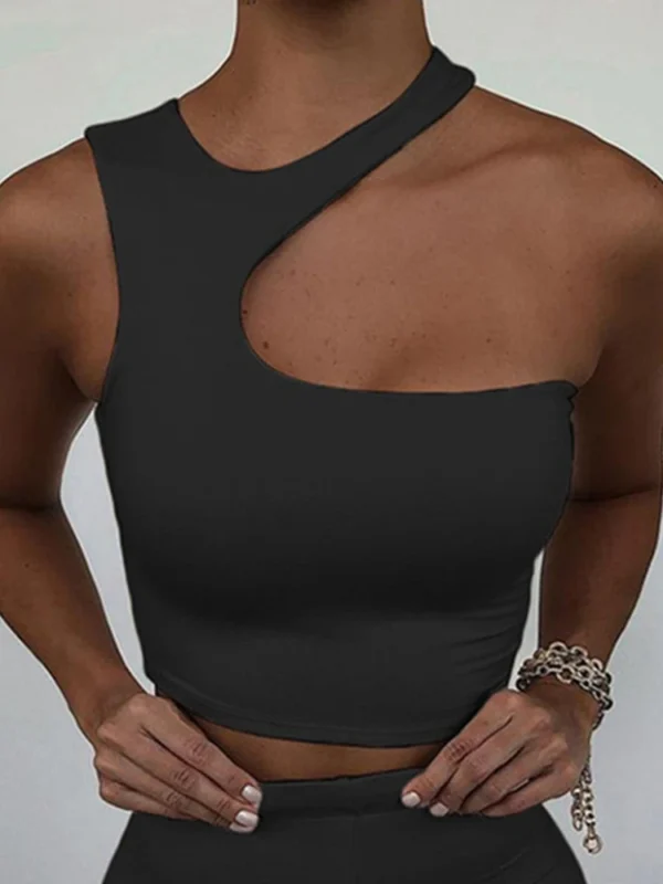 Top Tank Sexy com Recorte e Ombro Descoberto - Estilo Irregular - Imagem 4