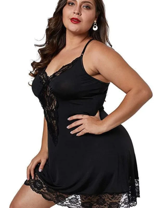 Camisola Plus Size com alças finas e renda - Sexy e Confortável - Imagem 3