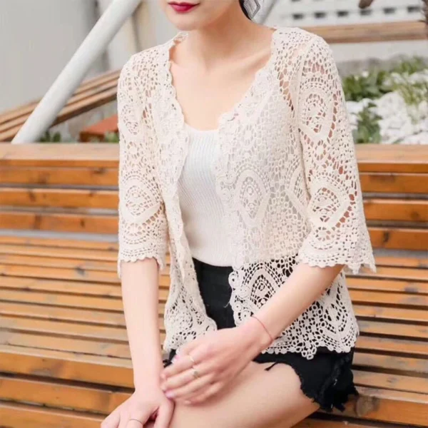 Cardigan Feminino de Crochê - Moda Boho - Imagem 4