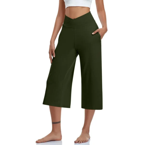 Calça feminina 3/4 de cintura alta - Estilo casual e confortável - Imagem 12