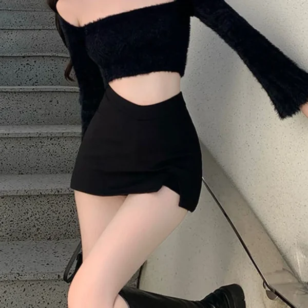 Mini Saia Preta com Fenda - Estilo Sexy e Streetwear - Imagem 5