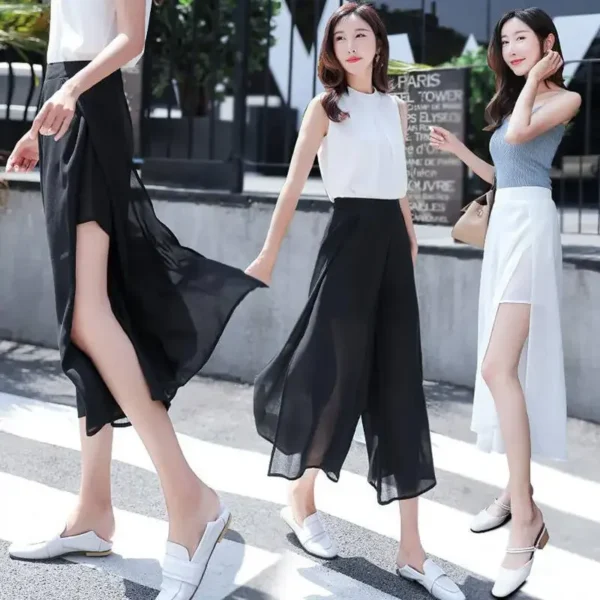 Saia-calça feminina de chiffon - Estilo coreano e confortável - Imagem 3