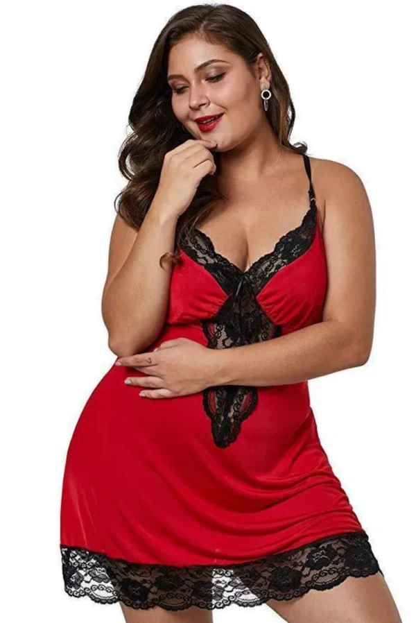 Camisola Plus Size com alças finas e renda - Sexy e Confortável - Imagem 12