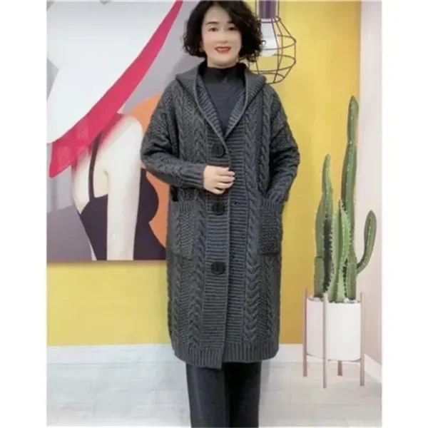Cardigan de Tricô com Capuz - Moda Feminina - Imagem 4