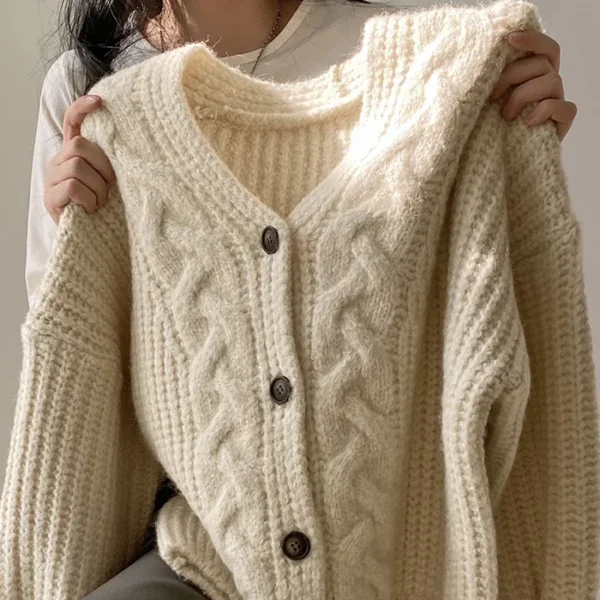 Cardigan Feminino de Tricô - Moda Outono/Inverno